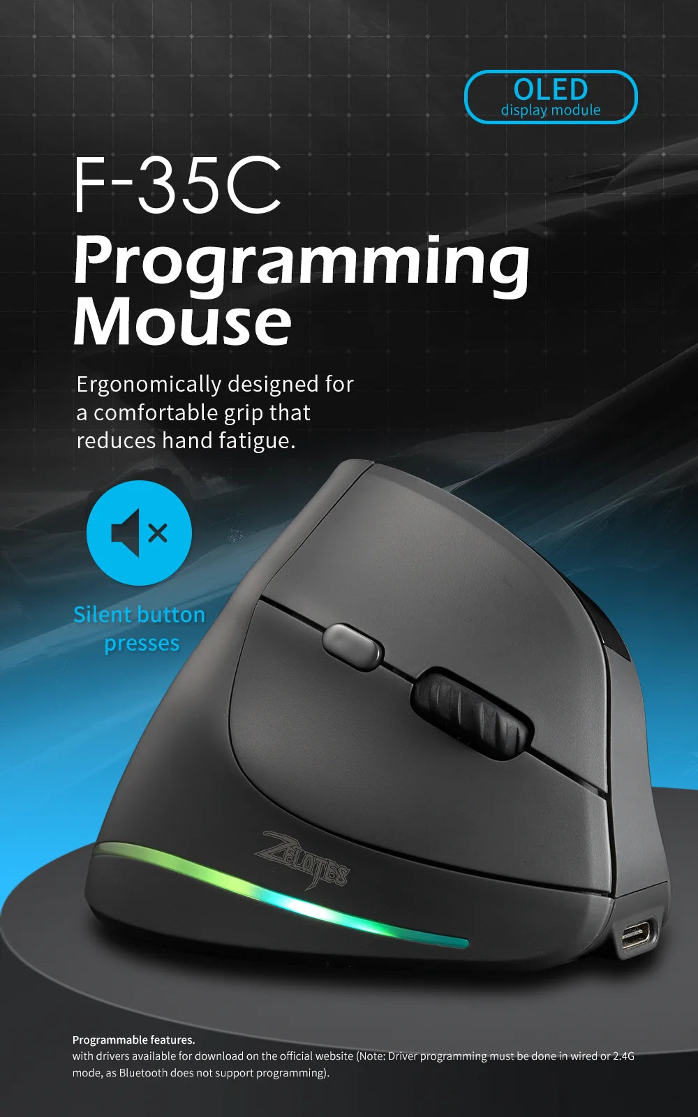 Lefon 2.4G Ergonomic Wireless Mouse Rechargeable Vertical Mouse Gaming Mice for PC Laptop MacOS Office F35C/F35B/F35 Model 버티컬 마