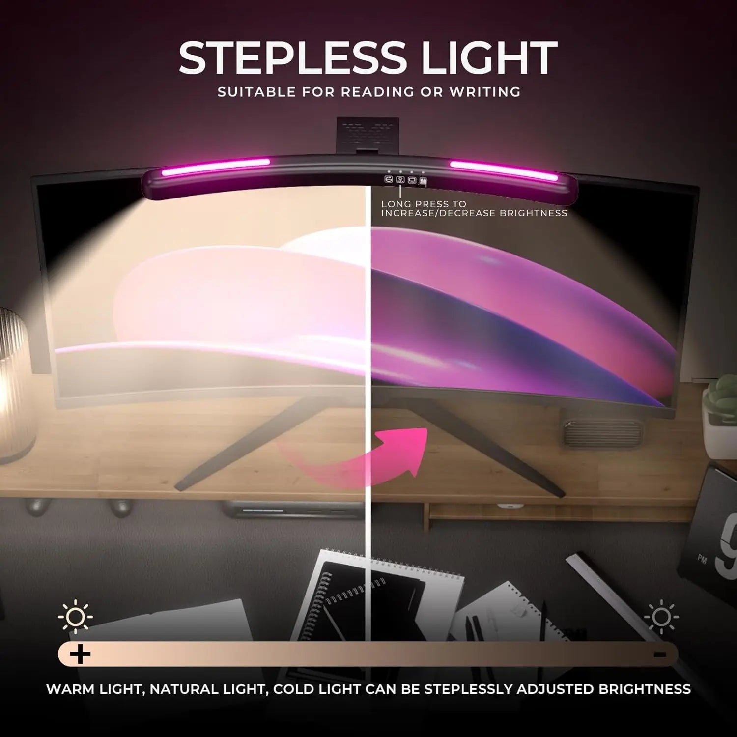 DBF LED Desk Lamp, Monitor Light Bar Straight/Curved with RGB Backlight - WinSupport Tech