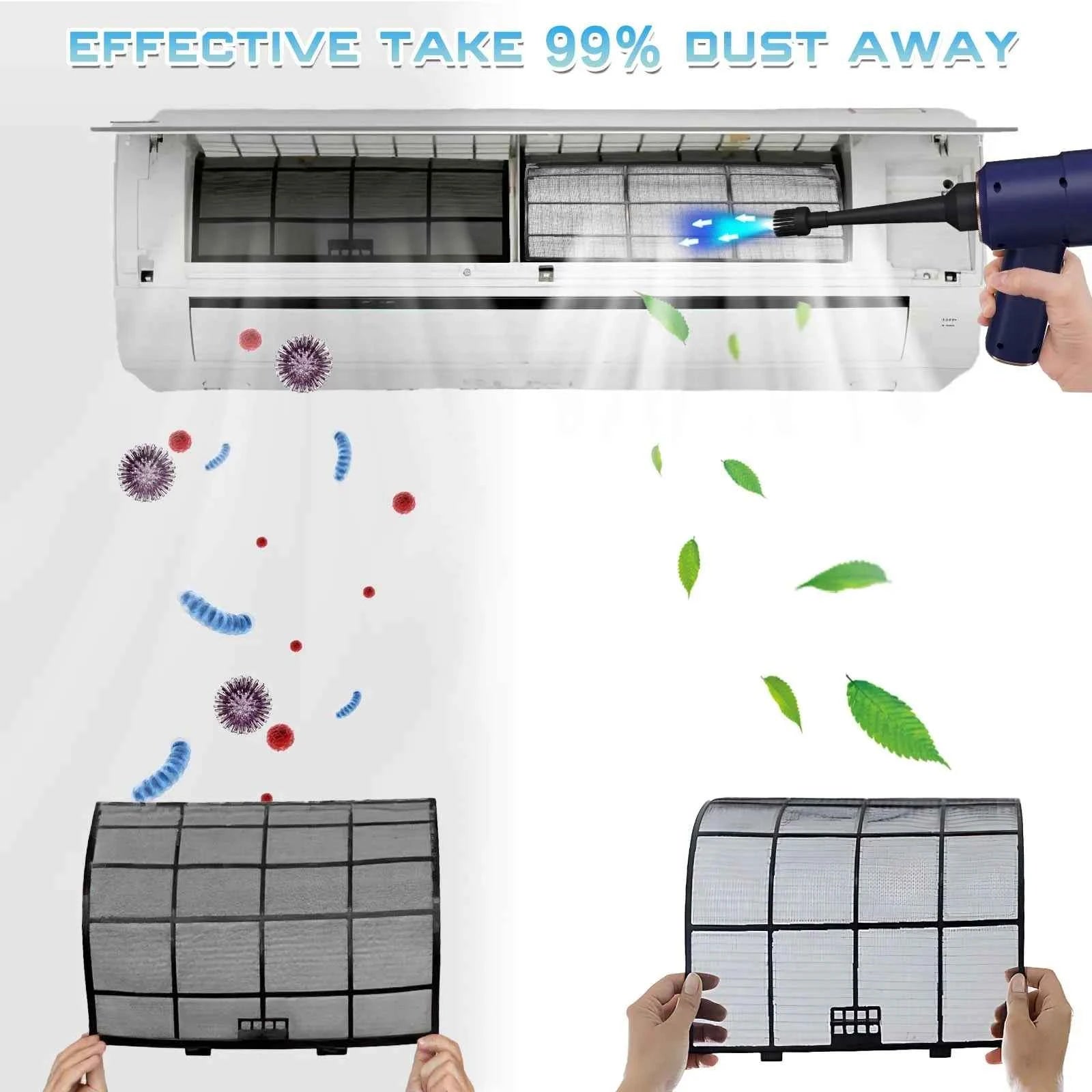 4000mAh Portable Compressed Air Duster Multi Air Blower & Vacuum Cleaner Cordless Duster Blower for Keyboard Computer Cleaning