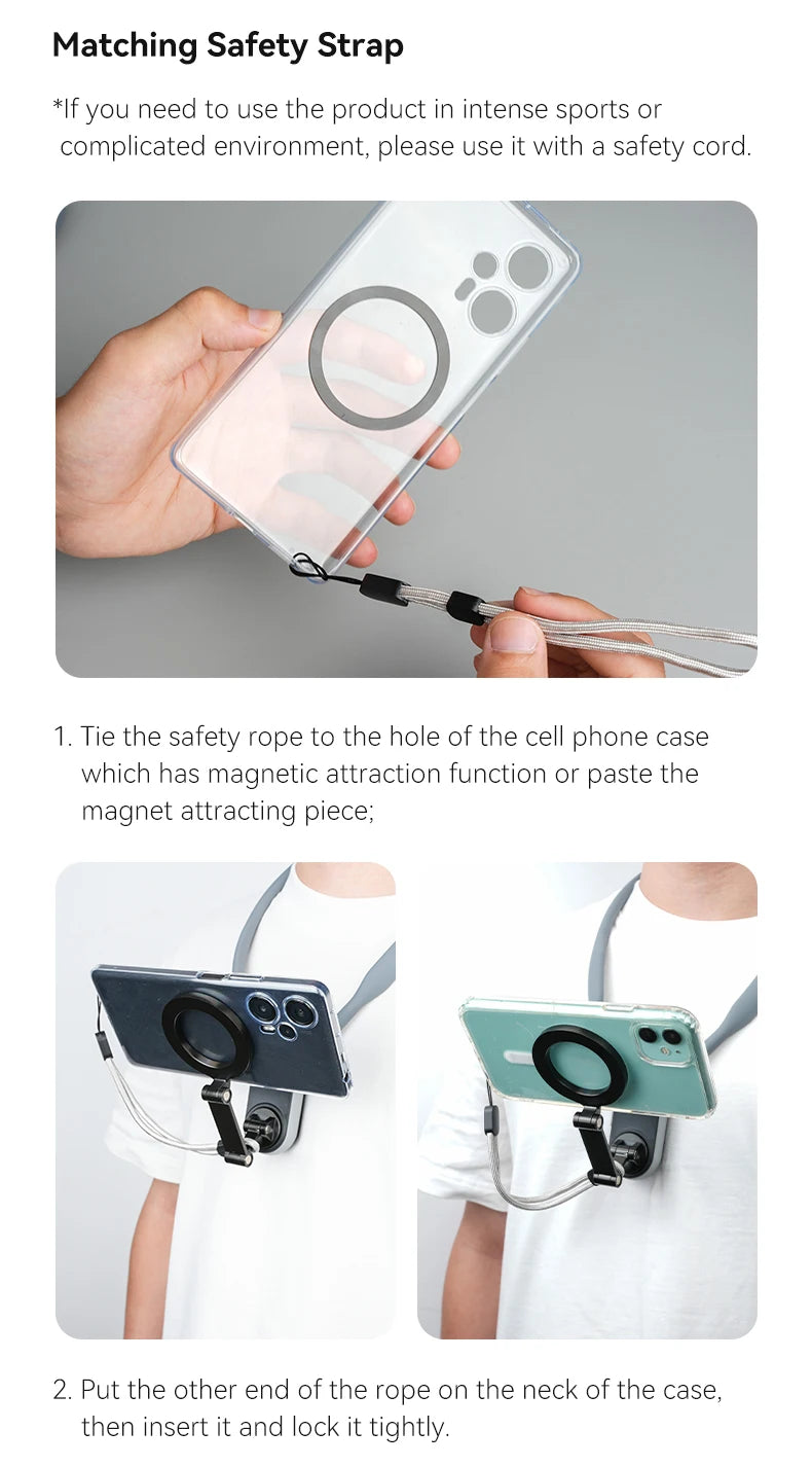 TELESIN Silicone Phone Magnetic Neck Mount Quick Release Hold for Iphone 17 16 15 14 13 SAMSUNG HUAWEI XIAOMI Phone Accessories
