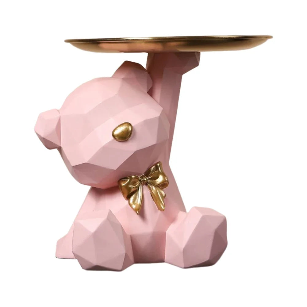 Resin Storage Box Crafts Geometric Bear Resin Desk Decoration Candy Sundries Household Supplies for Office Coffee Shop