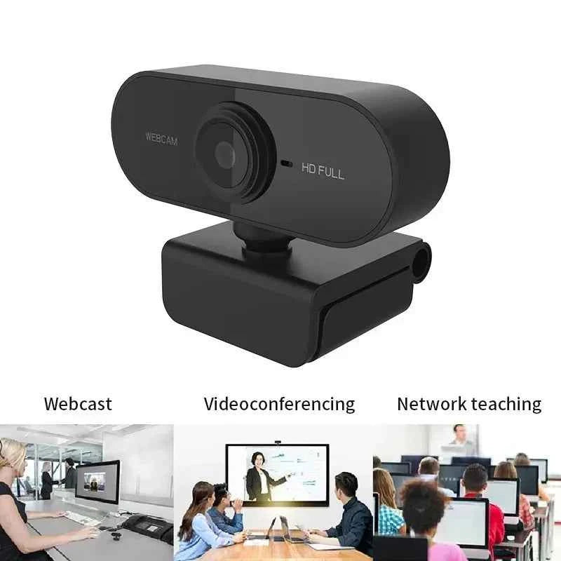 HD 1080P Webcam Built-in Mic USB Camera No Driver Required for Online Learning Video Conference Home Office