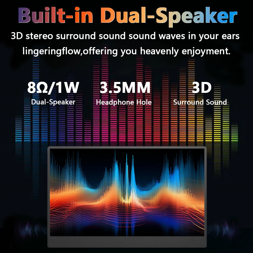 15.6 Inch 1080P Portable Monitor 16:9 Full Screen Extension for Laptop Phone Game Console