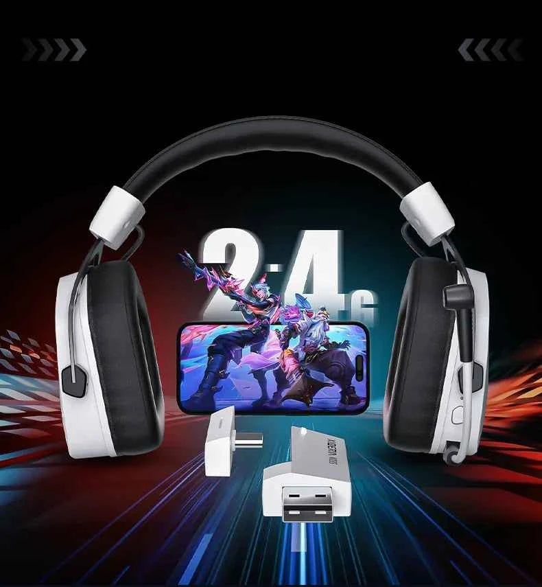 XIBERIA K03S Pro Wireless Gaming Headset 2.4G Low Latency 7.1 Surround Sound Headphones with Detachable Mic & Long Battery Life