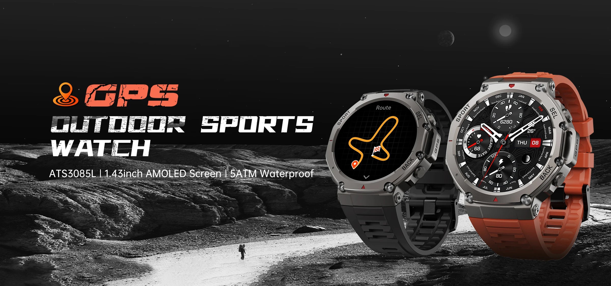 New Rugged GPS DM58 Smart Watch 500mAh Battery 170 Sport Modes 5ATM Waterproof Bt Call AMOLED Display Fitness Outdoor