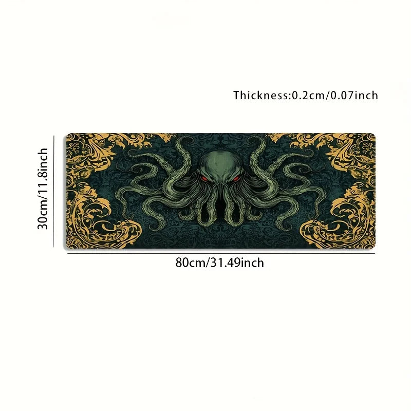 1 Extra-Large Gaming Mouse Pad with Cthulhu Octopus Vintage Pattern, Anti-Slip Rubber Base,Large Desk Mat for Office Accessories