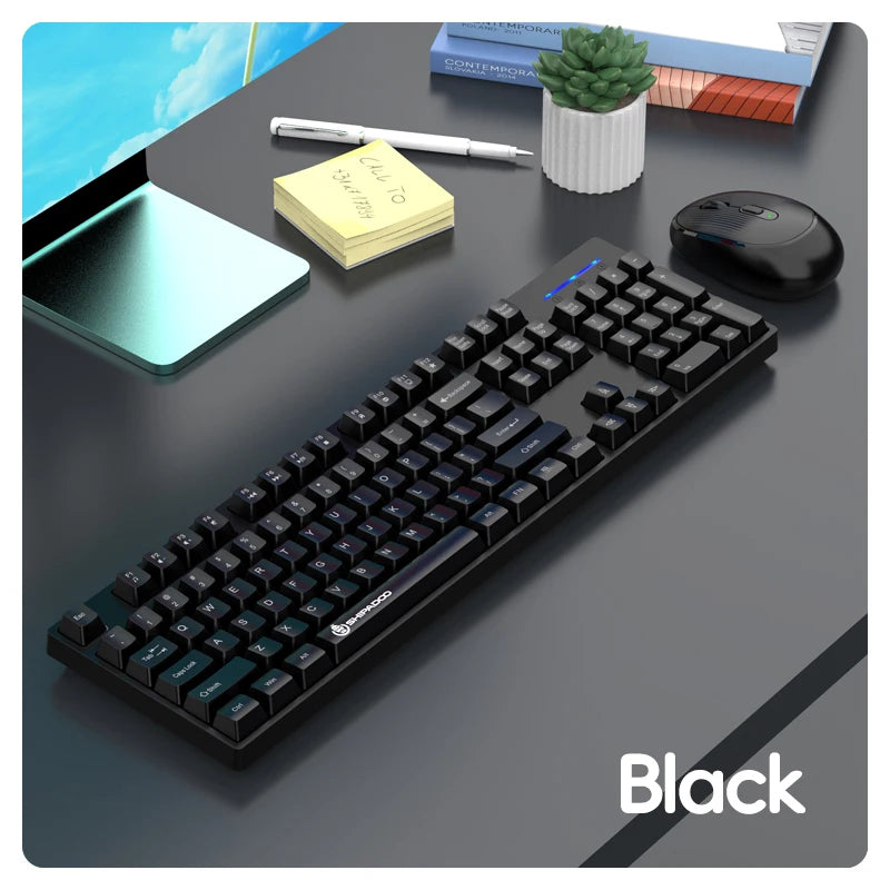 2.4G Wireless Keyboard Mouse Combo for Office Home - Battery Operated, 4 Color Options (Tricolor/Pink Popular) - Stable & Durabl