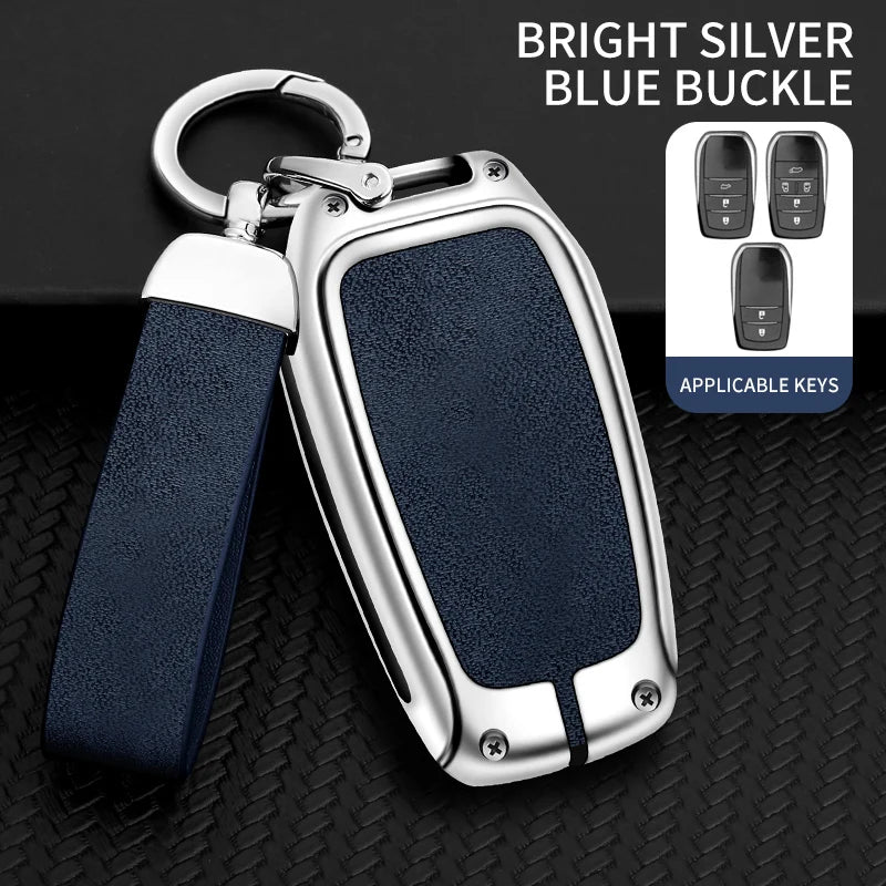 Zinc Alloy Leather Car Key Case Protective Case for Toyota CHR Hilux Fortuner Land Cruiser 200 Camry Corolla Crown RAV4 Highland