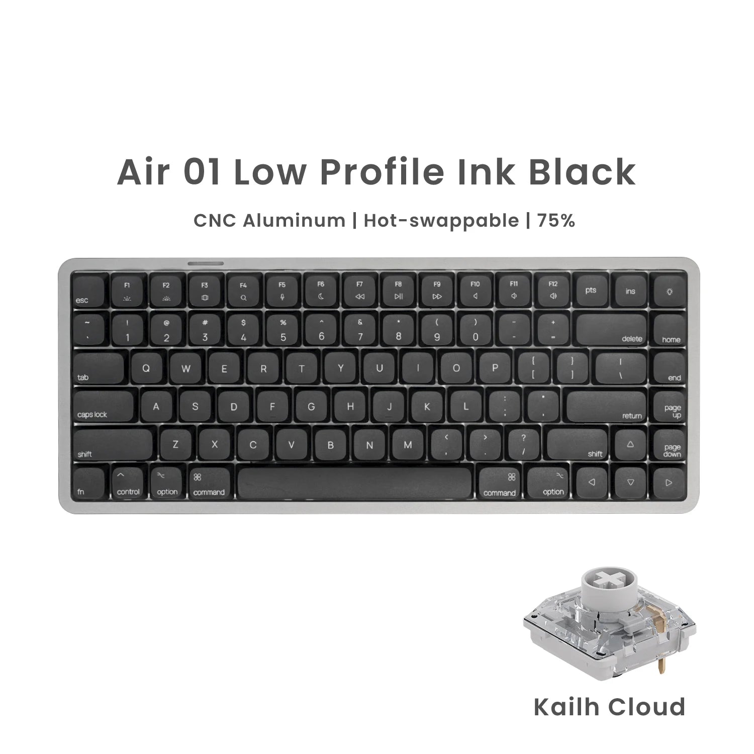 Akko Air 01 Mechanical Keyboard 75% 84-Key Mac Layout Custom Low Profile Hot-swappable RGB Tri-mode Keyboard Gasket Aluminum