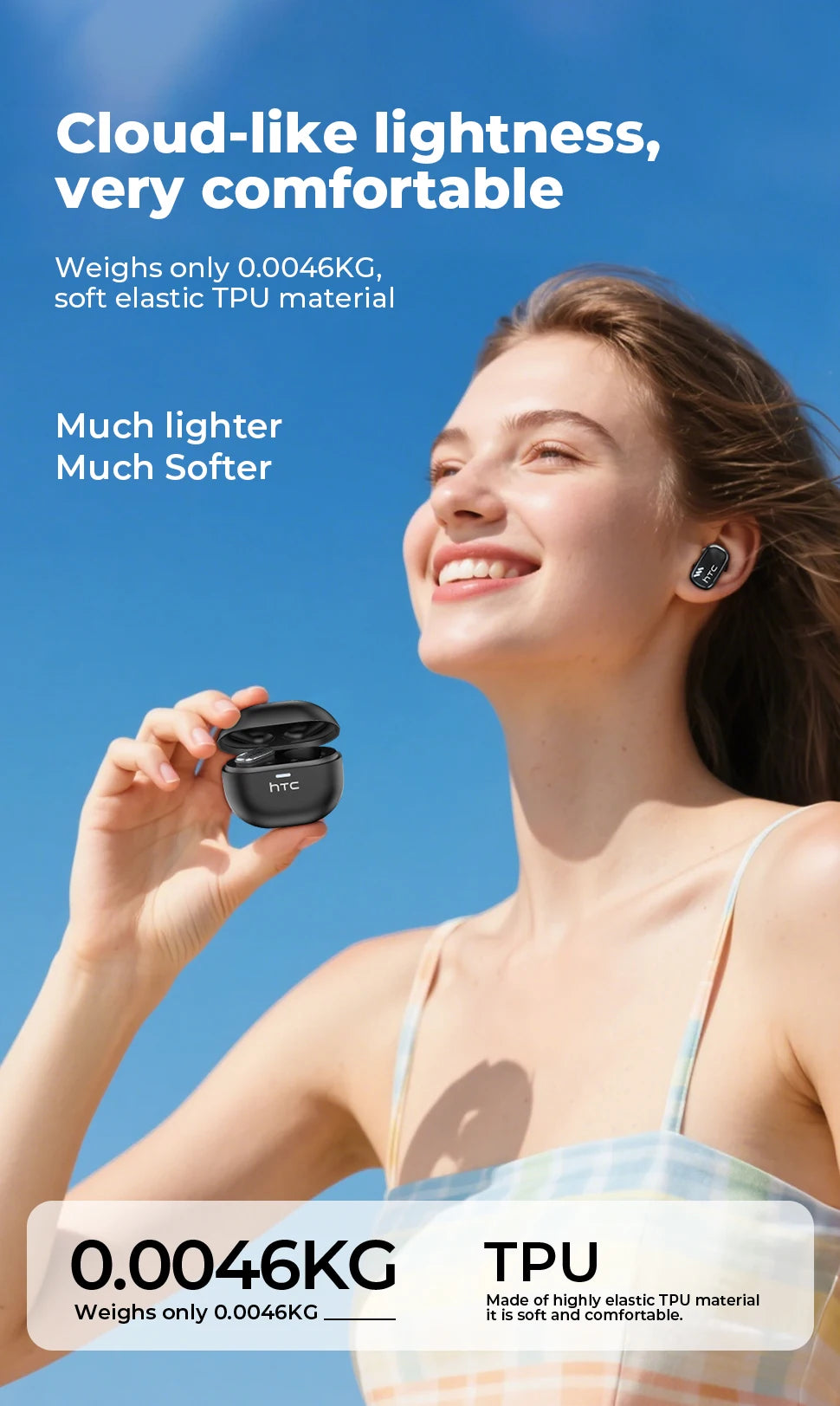 HTC NE16 AI Earphones Bluetooth V6 TWS Sports Wireless Headphones with Mic Noise Reduction HD Call AI Translator Earbuds Mini