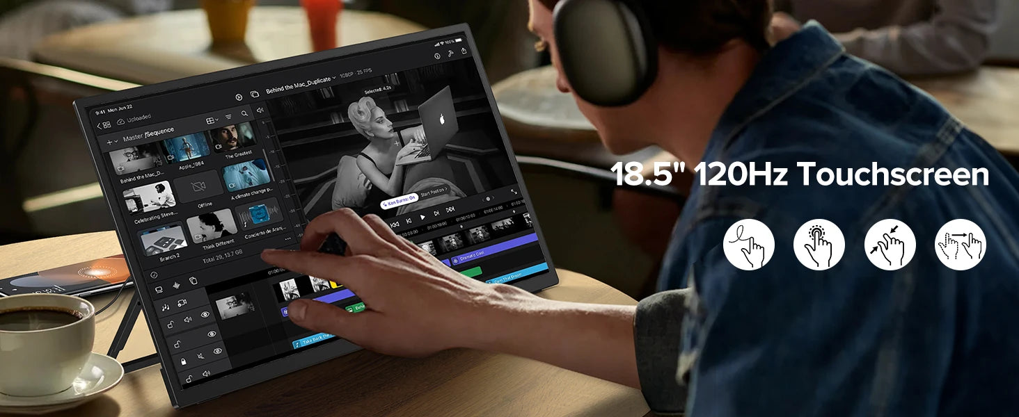 UPERFECT Touchscreen 18.5' 120Hz Portable Monitor 1080P 100% SRGB IPS External Touch Gaming Display for Desktop Laptop Mini PC