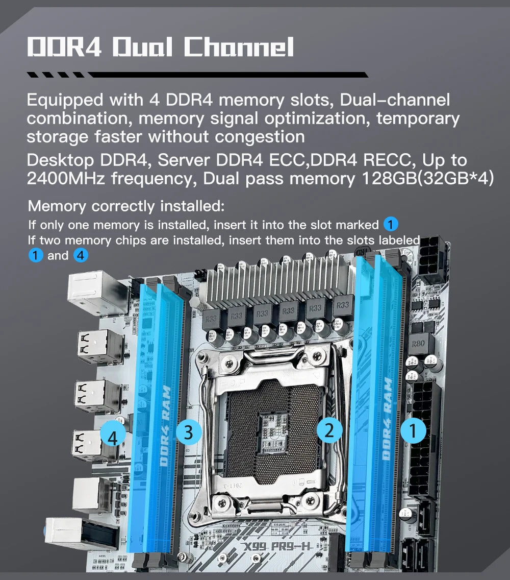 MACHINIST White X99 PR9-H Motherboard Combo Intel Xeon E5 2630 V4 LGA 2011-3 CPU DDR4 16GB RAM NVME M.2 Optional Kit Set