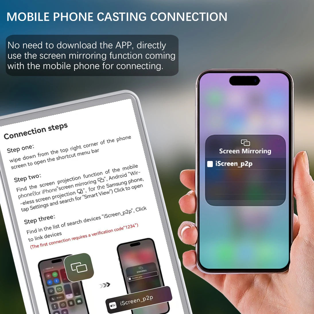 Vlog Selfie Monitor Screen for Phone (Not Support iPhone 17) or Selfie Vlog , Magnetic Mount for MagSafe, Wireless Connection