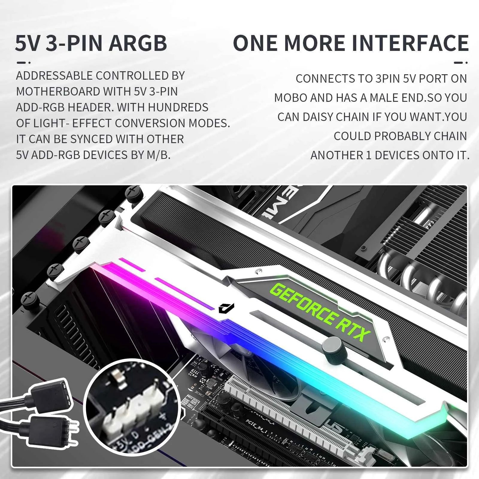 Computer Graphics Card/GPU Bracket, ARGB, Made Of Aluminum Alloy Material, Horizontally Installed, And Adjustable By Sliding.