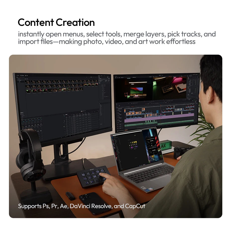 Ulanzi D200H Deck Dock AI-Powered Office Streaming Controller for Computer Fill Light for Intelligent Live broadcast Room