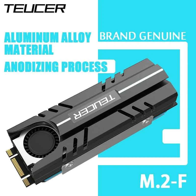 TEUCER M.2 SSD NVMe Heat Sink 2280 Solid State Disk Air Circulation Cooler Heatsink with Active Cooling Fan and Thermal Pad