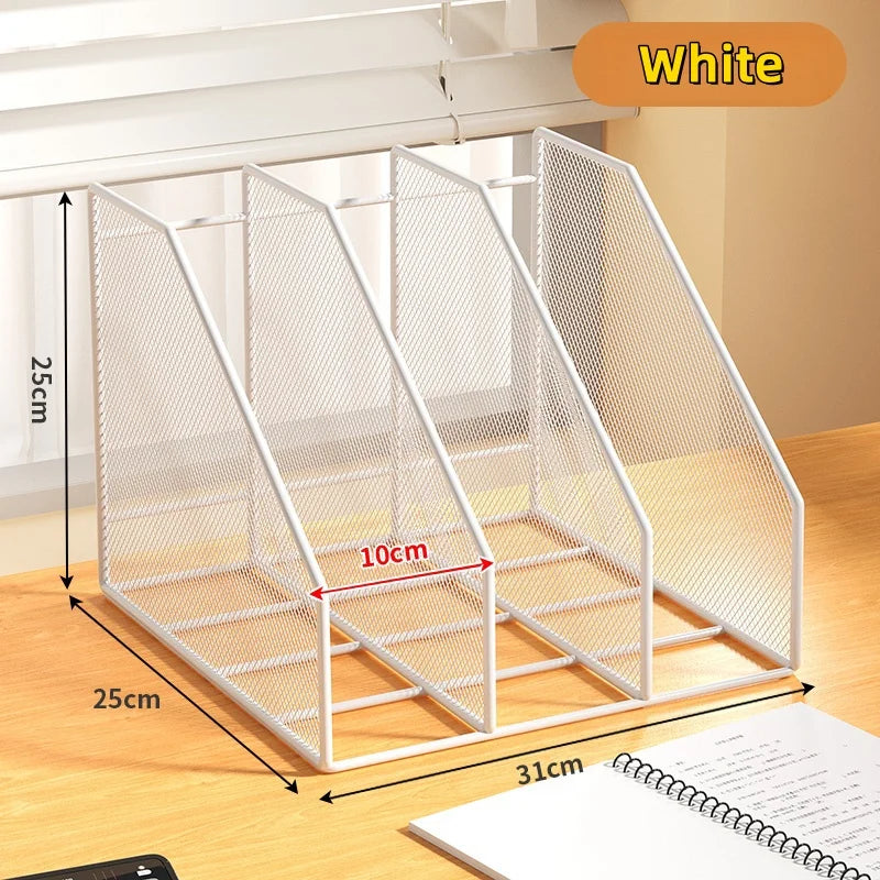 Metal File Rack Office Desk Shelf Standing Desktop File Folder File Box File Storage Box Data Rack Stationery Organizer File