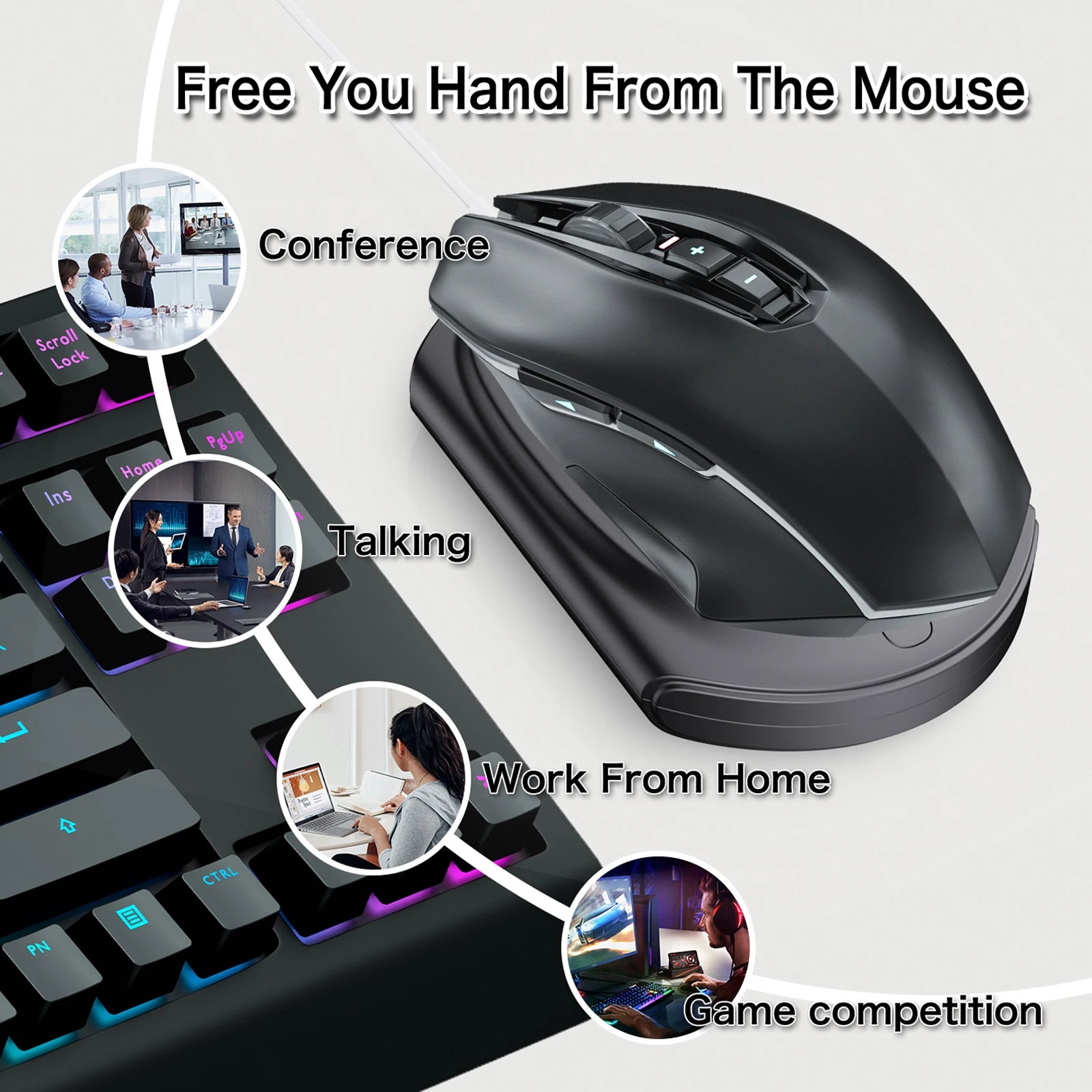 Mouse Jiggler, Ultra Slim, 20dB Noiseless, Undetectable Mouse Mover Simulates Realistic Movement, Driver Free Shaker