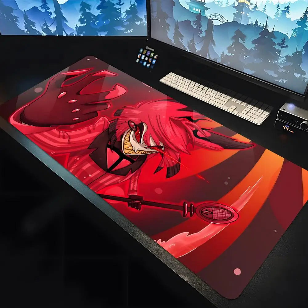 Hazbin Hotels Alastor Mouse Pad large keyboard mouse desk pad non-slip water proof rubber gaming mouse pad laptop carpet 600x300