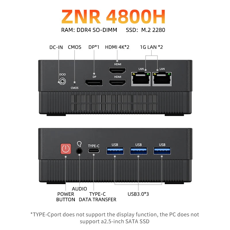 TexHoo AMD R7 6800H 6600H 6600U 7530U 5800H  4800H 4500U Mini PC  DDR5 NVMe SSD WiFi 6  BT5.2 HDMI DP  Dual LAN Desktop computer - WinSupport Tech