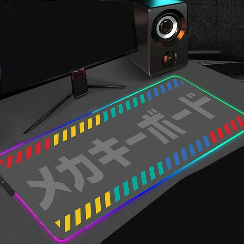 Extra large size RGB luminous black and white line 90x40cm gaming mouse pad, large gaming table mat, suitable for gamers