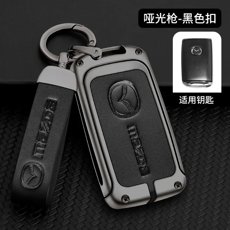 Metal&Leather Car Key Case Cover Protection For Mazda 3 Alexa BP CX3 CX4 CX5 CX-5 CX8 CX-9 CX-30 CX30 CX50 2020 2022 Accessories