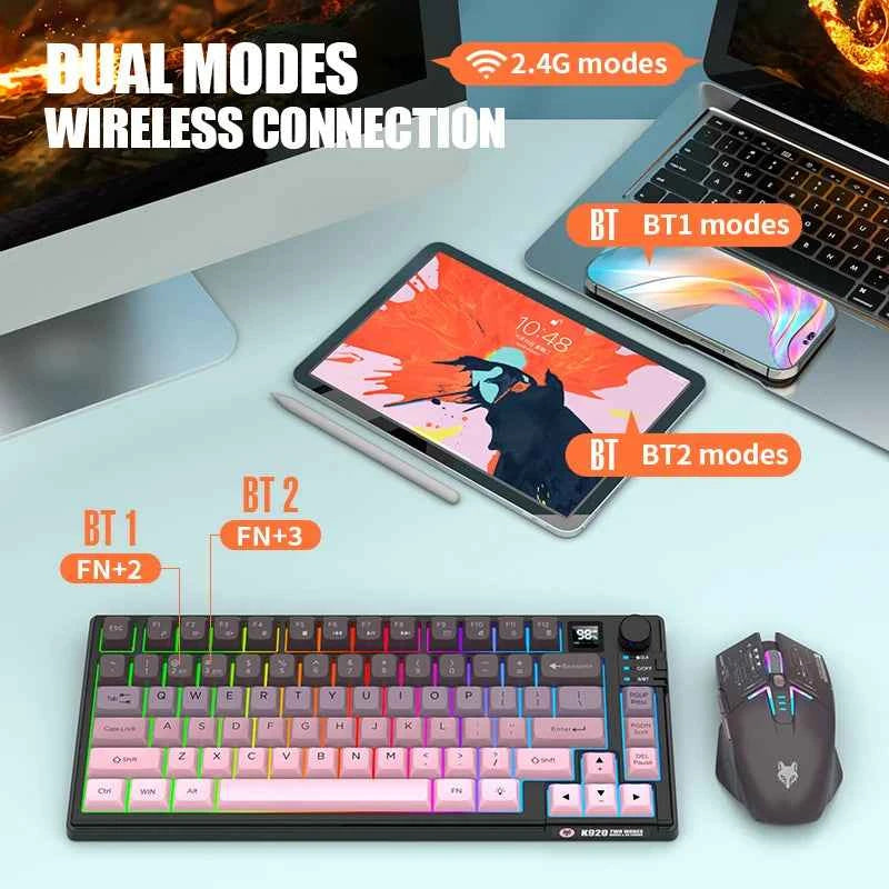 XUNSVFOX K920 Bluetooth Wireless Keyboard Mouse Set Dual Model Laptop Home Office Gaming USB Light Charging