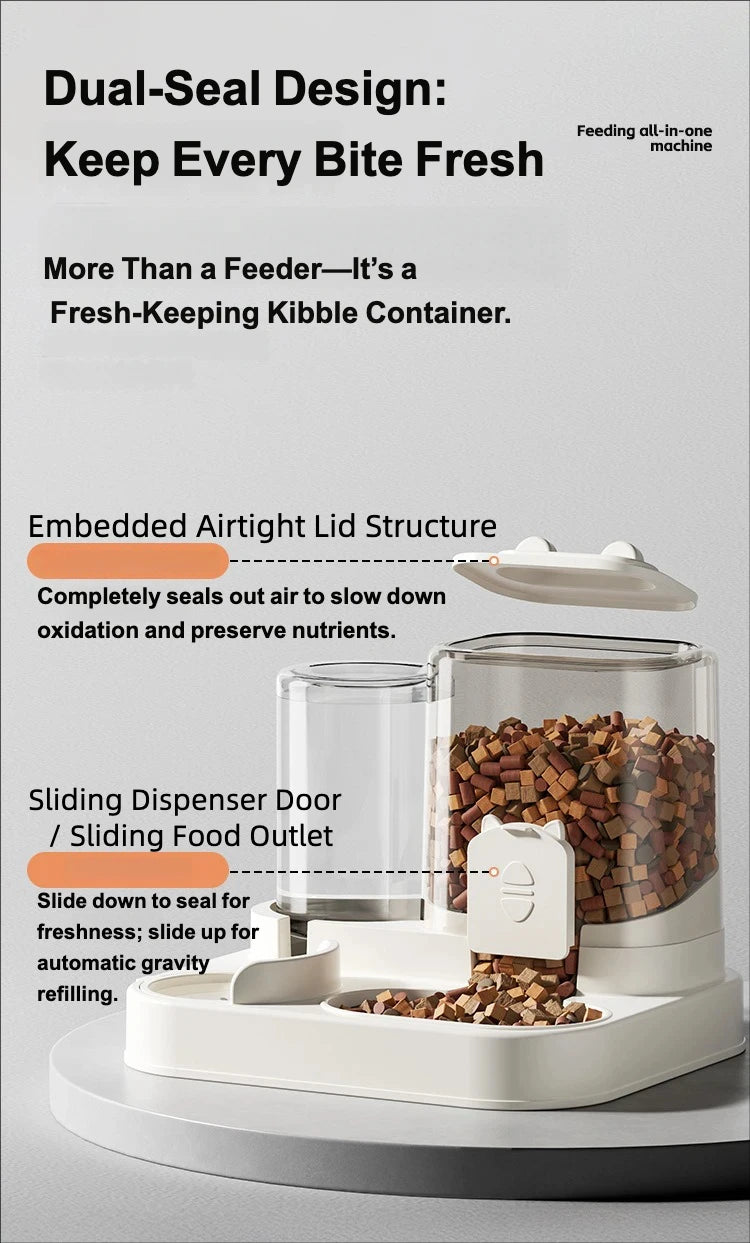 Automatic Cat Feeder Water Dispenser 2-in-1 Pet Food Container Gravity Feeding Bowl for Cat Dog Pet Supplies