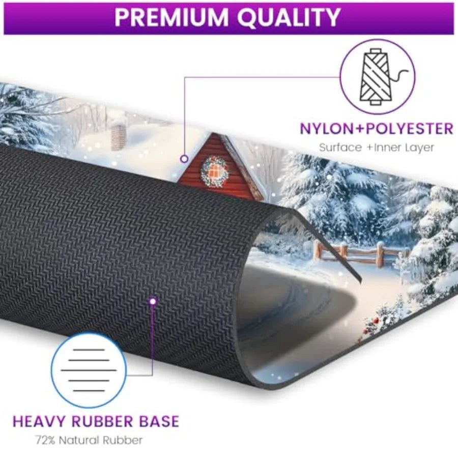 Mouse Pad, Winter Snowy Scenery Patterned Mousepad Non-Slip Rubber Base Mouse Mat Waterproof Gaming Mouse Pad for Wireless Mous
