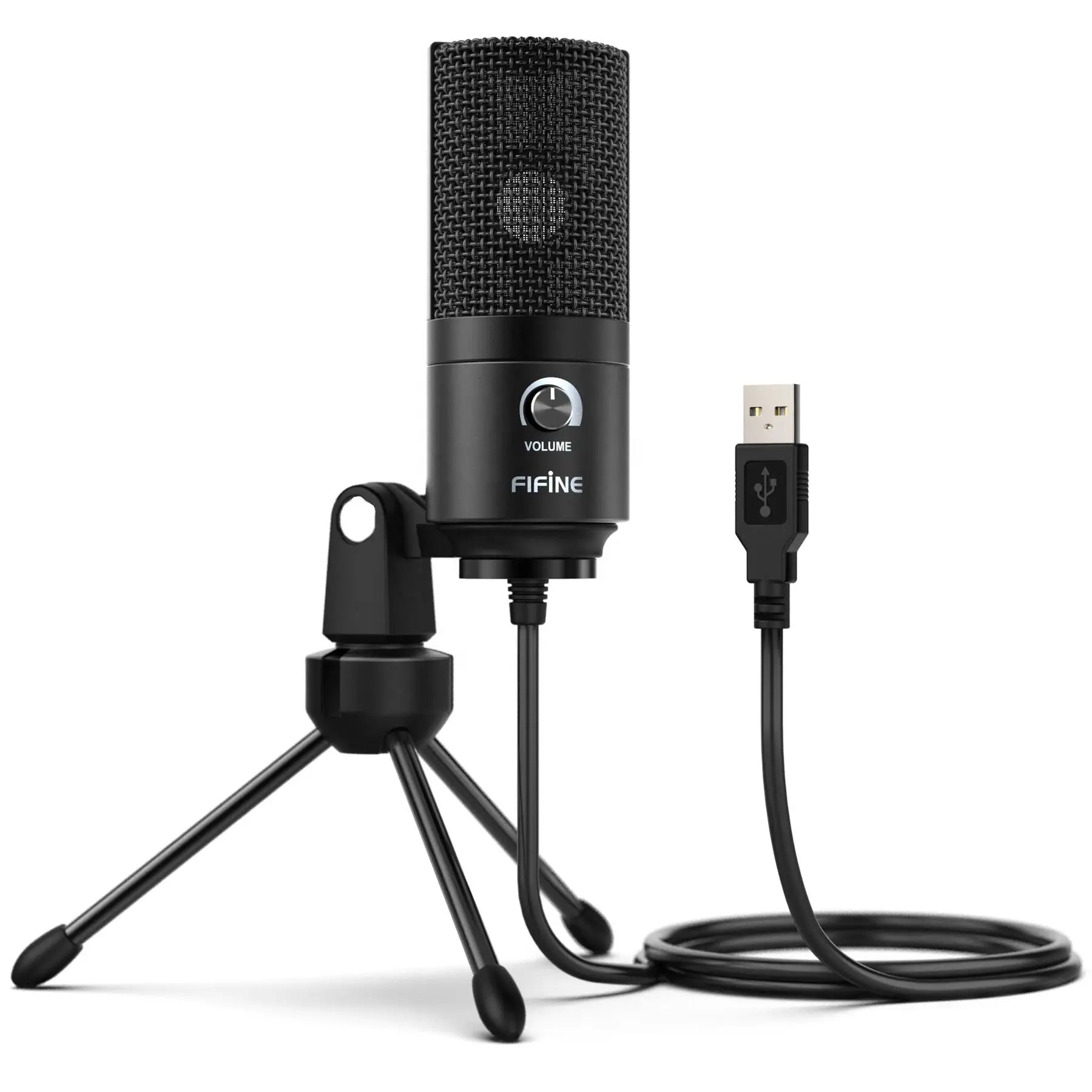 FIFINE K669B USB Condenser Microphone with Gain Knob, Metal Recording Mic for Home Studio, Podcasting, Voice-over, Laptop, Windows - WinSupport Tech