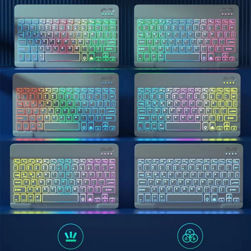 Wireless Bluetooth Backlit Keyboards RGB Colorful Gradient Luminous Mini Keyboard And Mouse Set For Apple Samsung Tablet