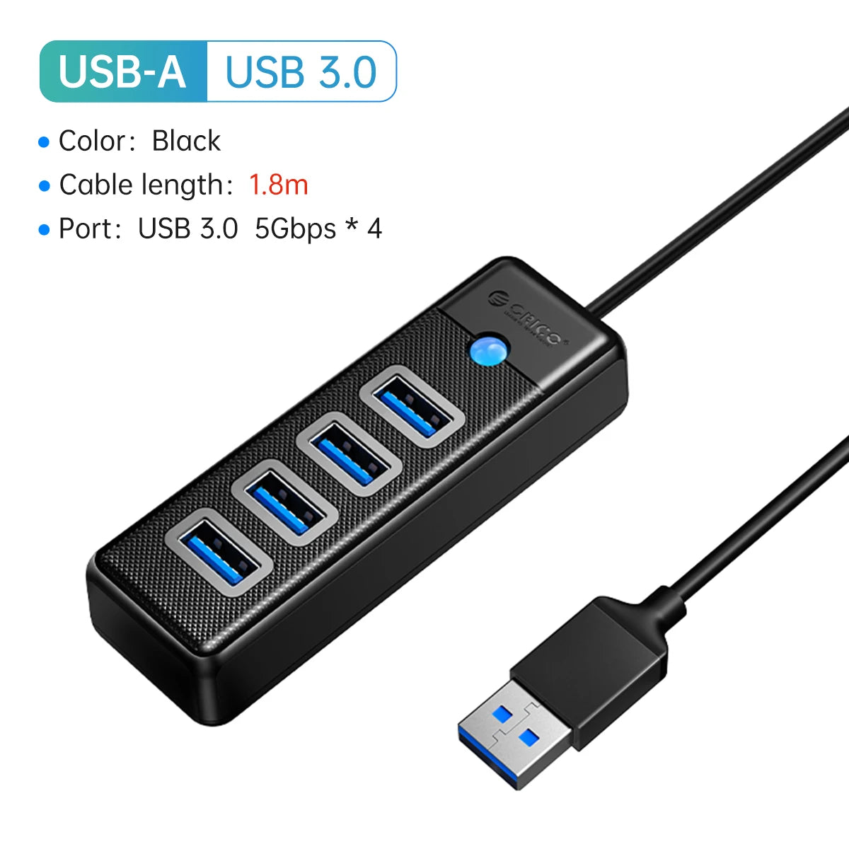 ORICO-Multi Type C Splitter 4 Ports USB 3.0 HUB 5Gbps High Speed OTG Adapter for PC Computer Accessories Macbook Pro
