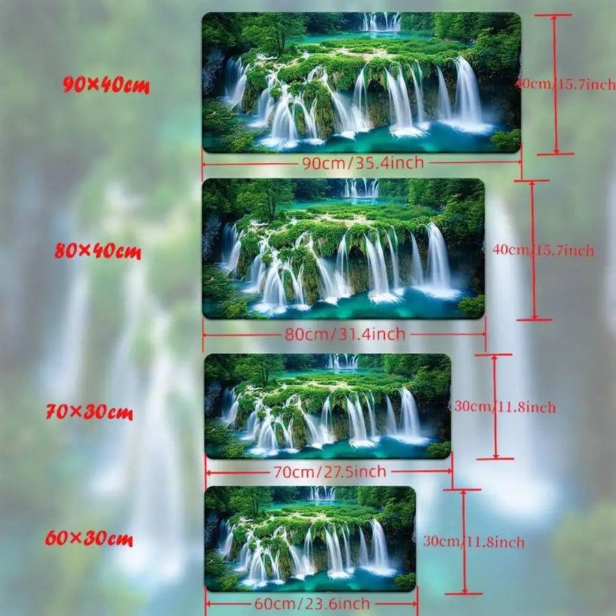 Large Waterfall Forest Mousepad Anti-Slip Rubber Desk Mat For Gaming Office Laptop