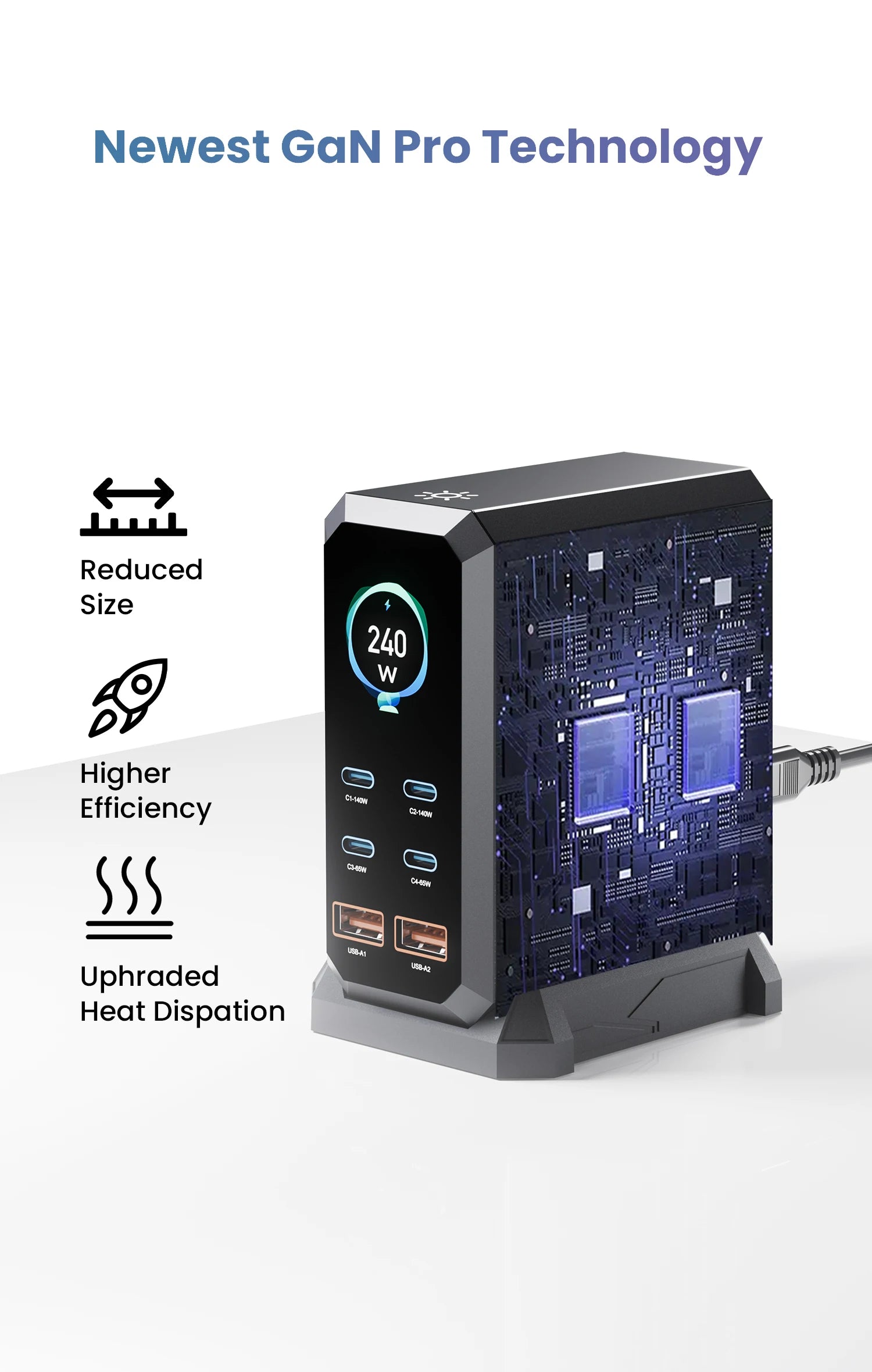 ASOMETECH 240W GaN Charger 140W PD3.1 PPS USB Type C Digital Display Fast Charging Station for iPhone 17 MacBook Laptops Samsung
