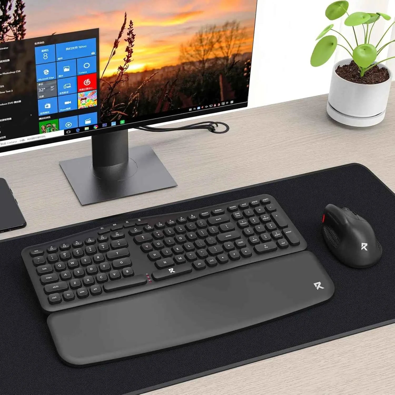 Redragon BS7162 Wireless Keyboard and Mouse Combo, 108 Keys 2.4Ghz Wireless Low-Profile Membrane Keyboard
