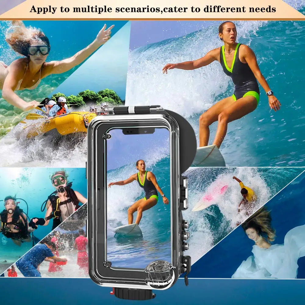Bluetooth Control Waterproof Phone Case For iPhone 11/12 Mini&Pro&Pro max Underwater 40/130fit Professional Diving Phone Case