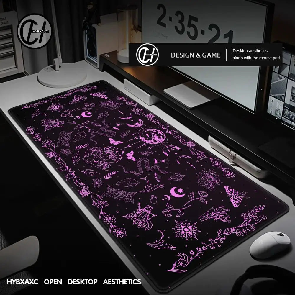 Purple Tarot Card Rubber Mouse Pad Moon Star Home Office Desk Mat Aesthetic Large Gaming MousePad Divination Keyboard Mat