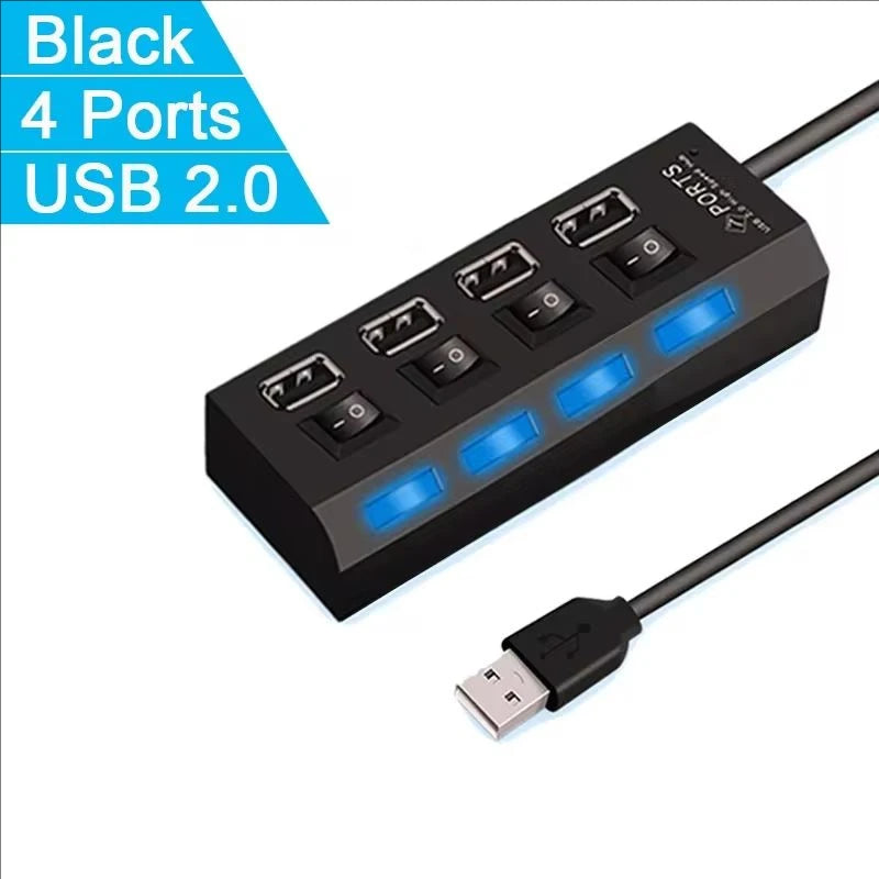 7-Port USB 2.0 Hub with Independent Switches & LED Indicators