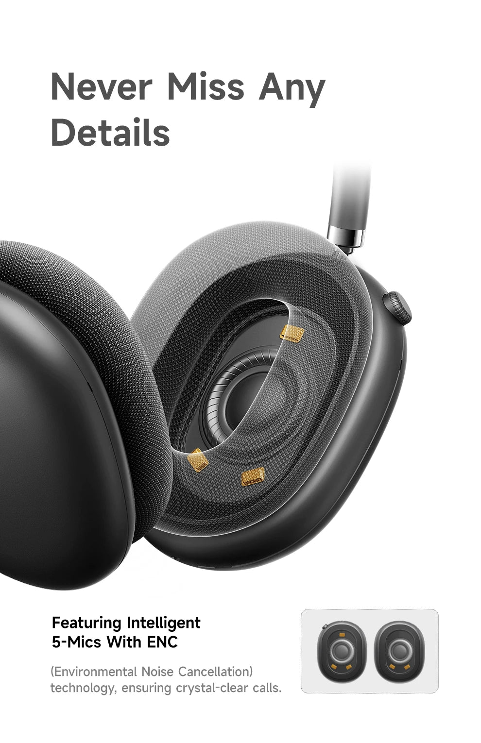 Picun F8 Pro -52dB Adaptive ANC Over Ear Headphone HIFI 3D Spatial Audio Wireless Earphone Bluetooth 6.0 140H Time Headset