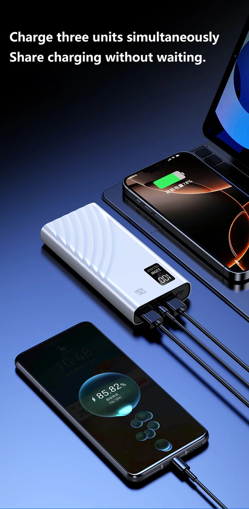 2025 New CCC Certified 20000mAh 74Wh 120W טעינה מהירה Type C Digital Display Magnetic Power Bank for iOS Android