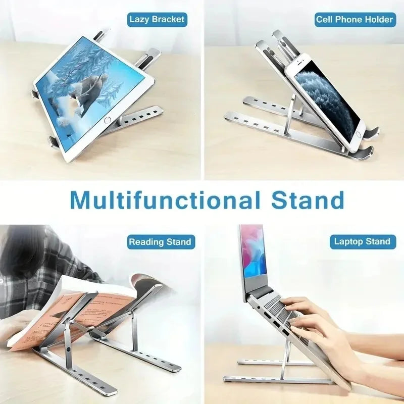 Foldable Laptop Stand Adjustable Portable Folding Stand ABS Plastic Base Supports Various Laptop Computer 10 Level Adjustable Height
