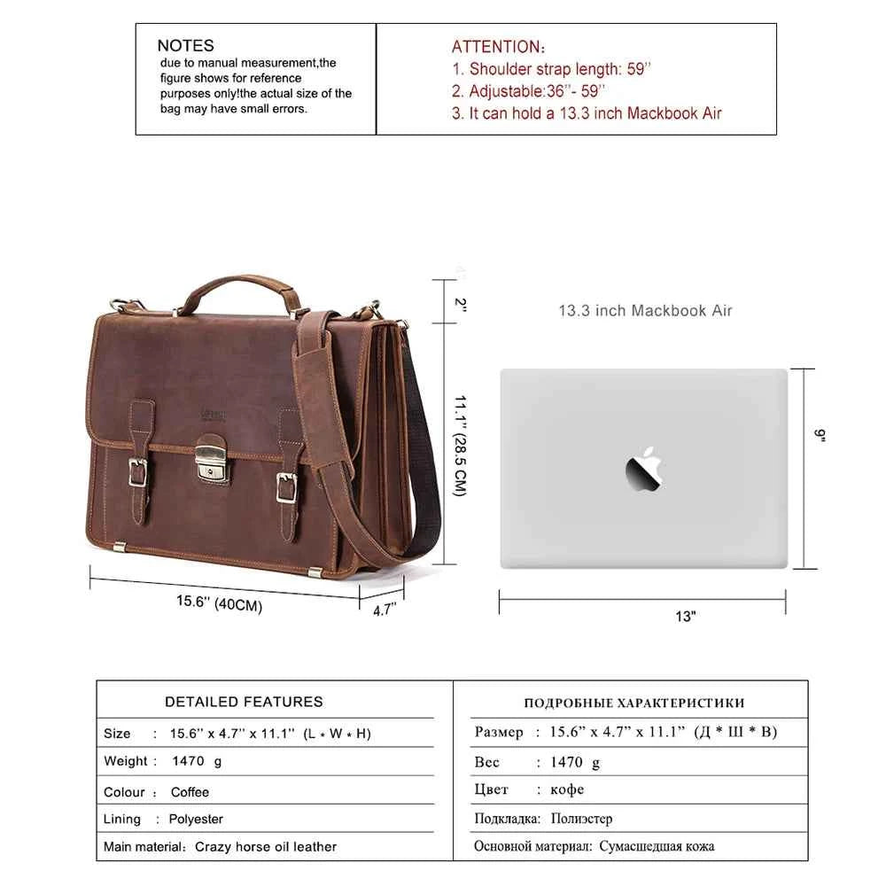 CONTACT'S Genuine Leather Business Bags for Men High Quality Briefcase Office Bag Male Tote Laptop Bags Portfolio Bag Document