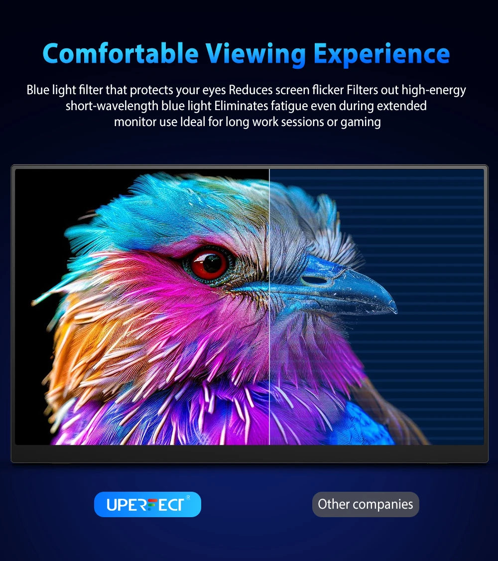 UPERFECT QLED Portable Monitor 16'' 2.5K 2560×1600 16:10 400Nits 100% DCI-P3 HDMI USB-C Travel Gaming Display For Laptop MacBook