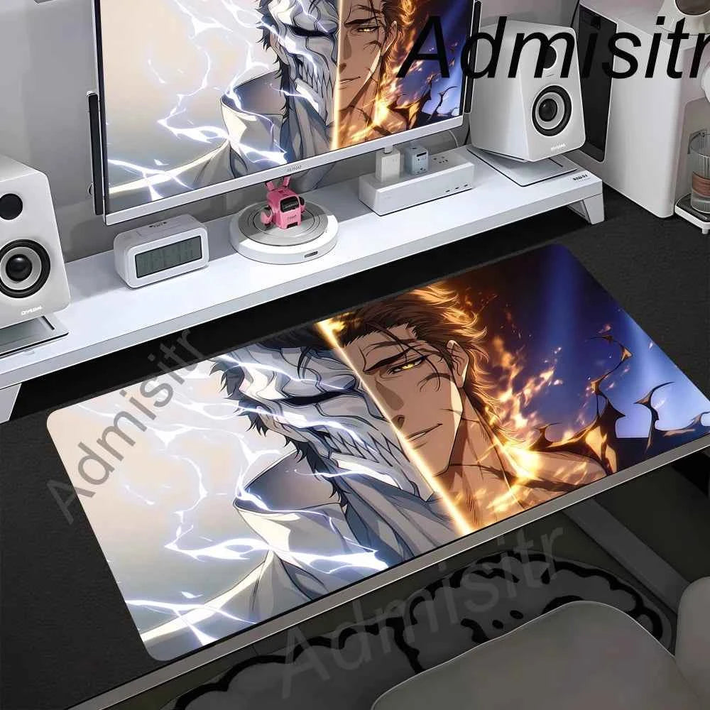 Large Mouse Pad Black White Anime BLEACH Mause Mats Gaming Accessories Office Gamer Keyboard Desk Mat Kurosaki Ichigo Mousepad