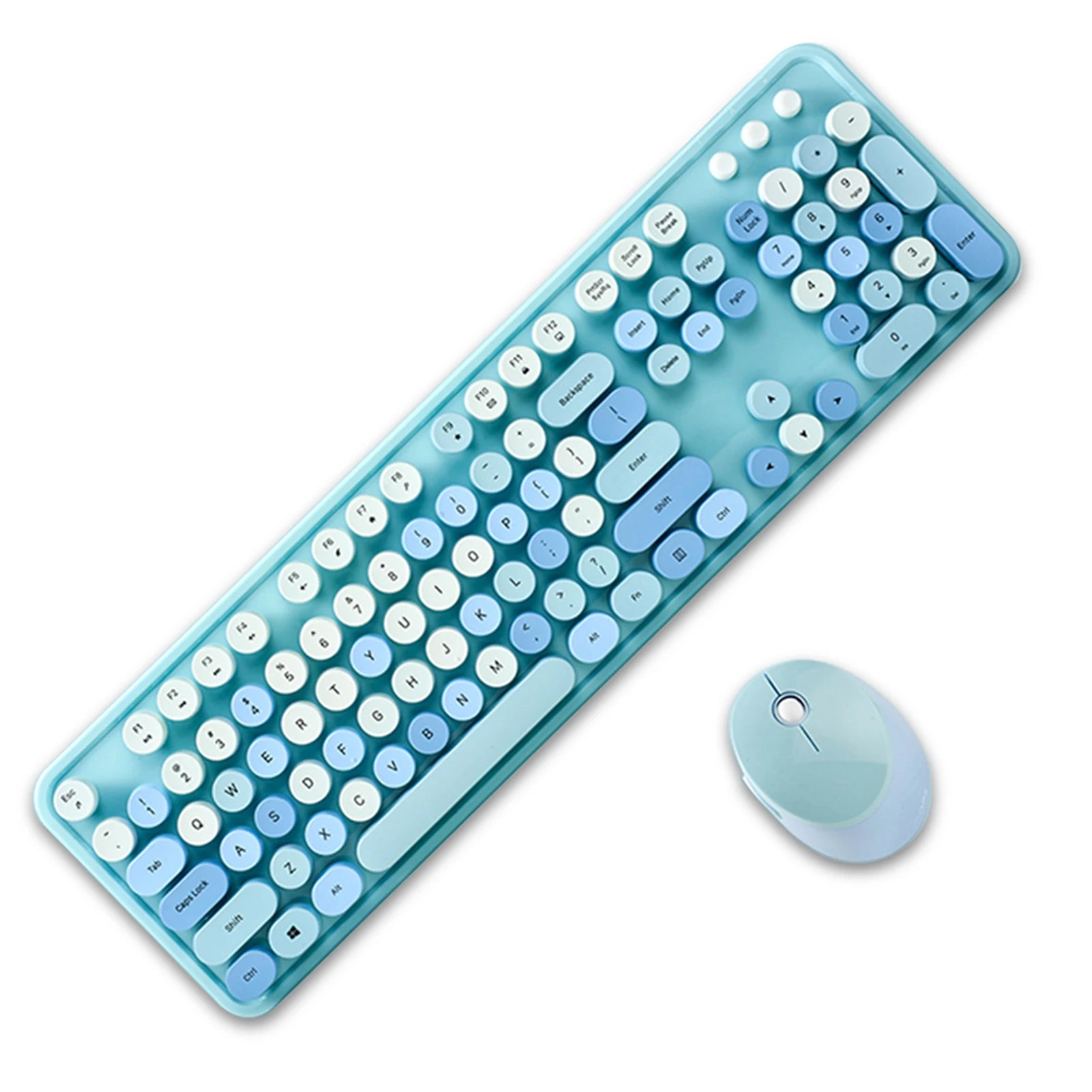 Mofii Sweet Keyboard Mouse Combo Mixed Color 2.4G Wireless Keyboard Mouse Set Circular Suspension Key Cap for PC Laptop Purple