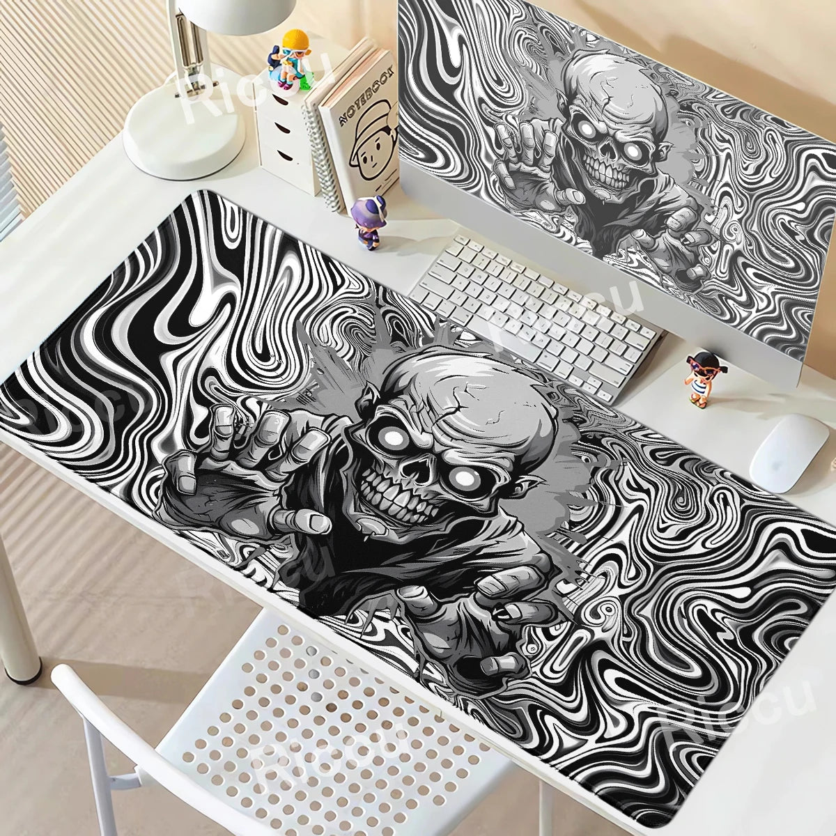 Black White Skull Gaming Mouse Pad Large Mousepad XXL Table Mat Anti-slip Keyboard Accessories Office Laptop Desk Mats Gamer Rug