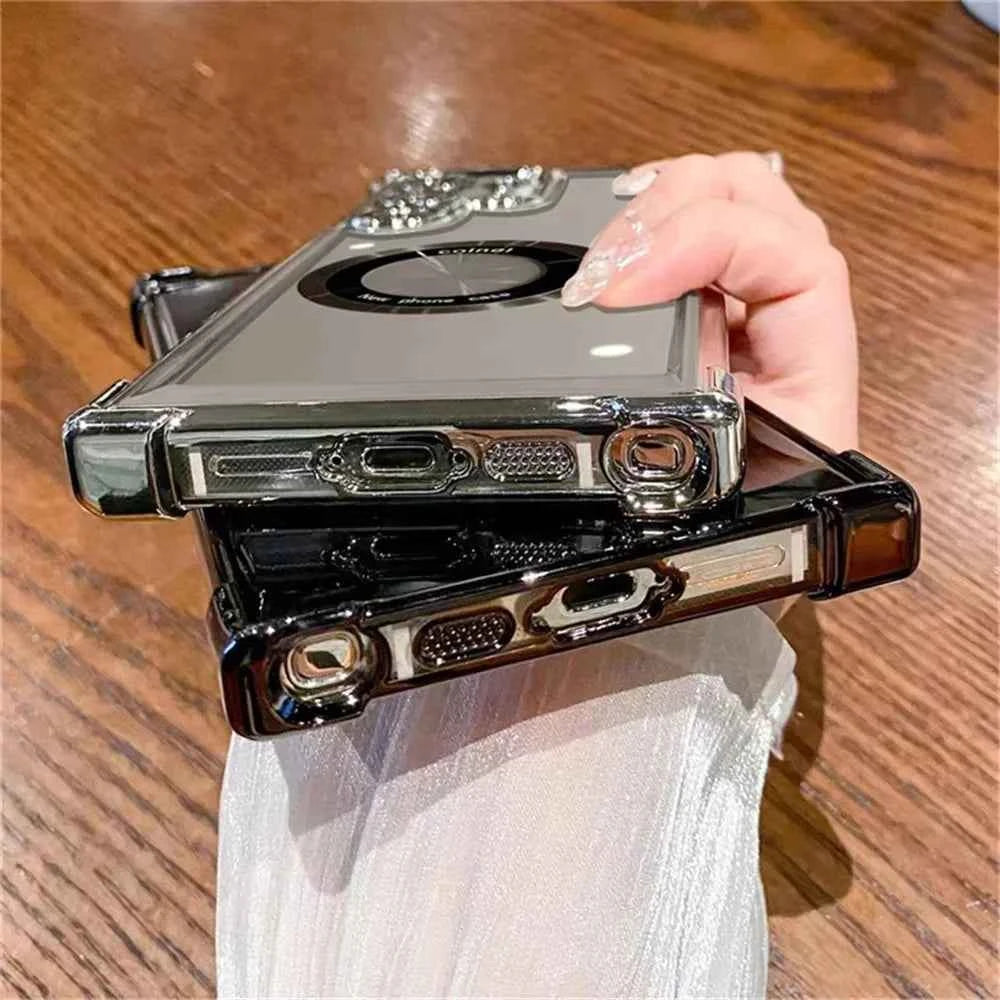 For Magsafe Plating Phone Cases For Samsung Galaxy S26 S25 S24 S23 S22 Ultra S21 Plus FE Note 20 Shockproof Clear Magnetic Cover
