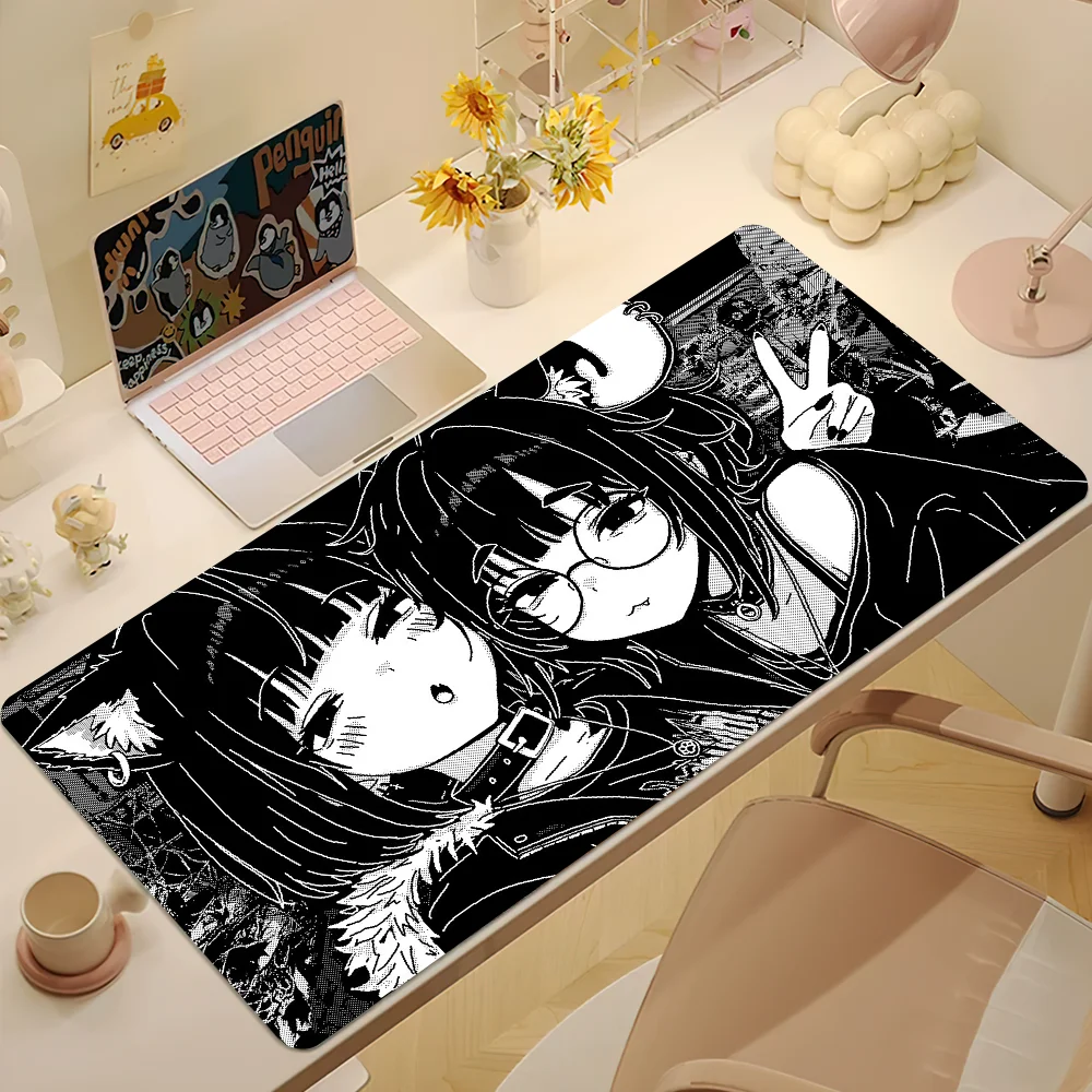 Y2K Anime Pixel Girl black white Mouse Pad Non-slip Thickened MousePad Student Cushion Large Writing Gaming Lockedge Office