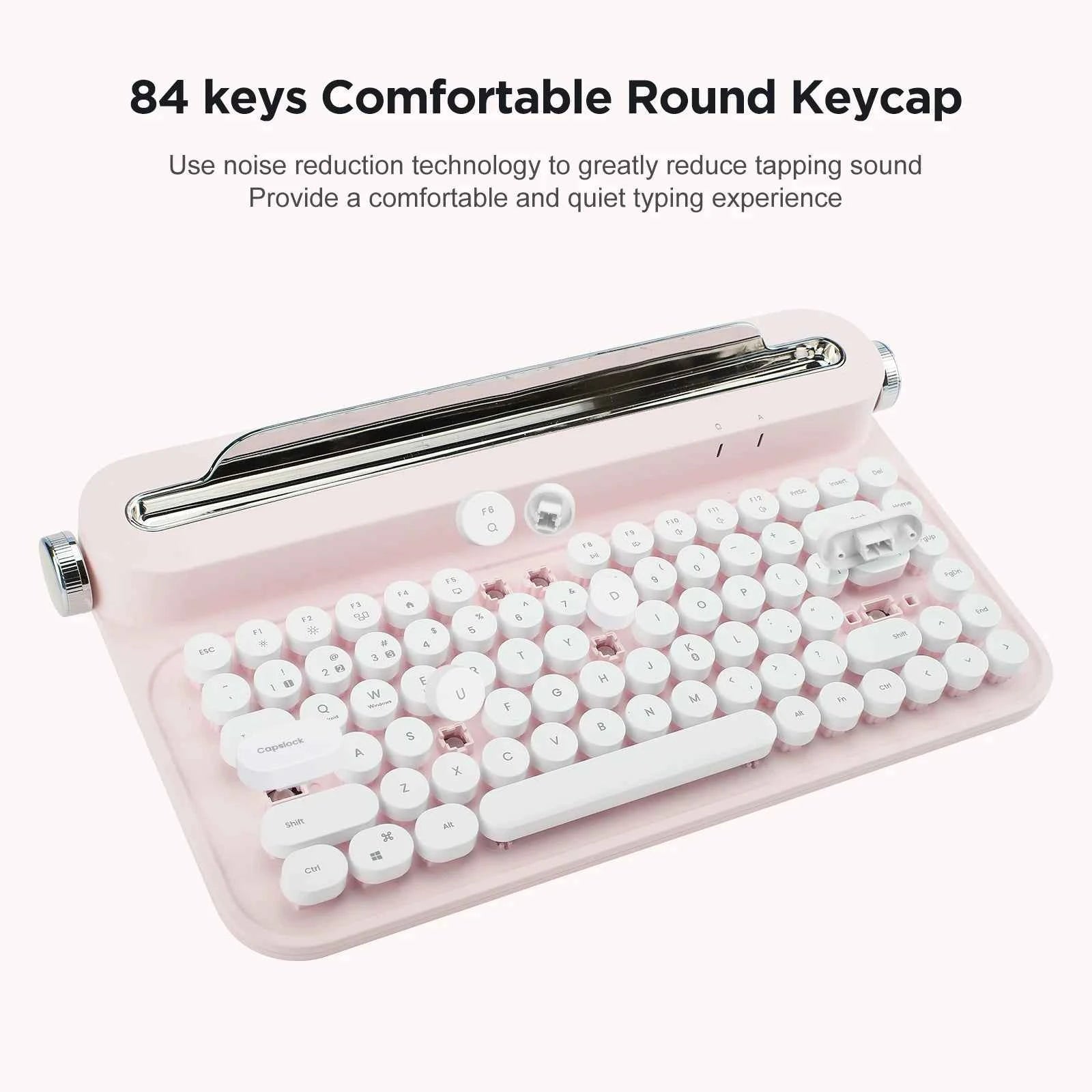 YUNZII ACTTO B305 Retro Typewriter Aesthetic Keyboard, 75% Compact Wireless Keyboard with Integrated Stand for Multi-Device