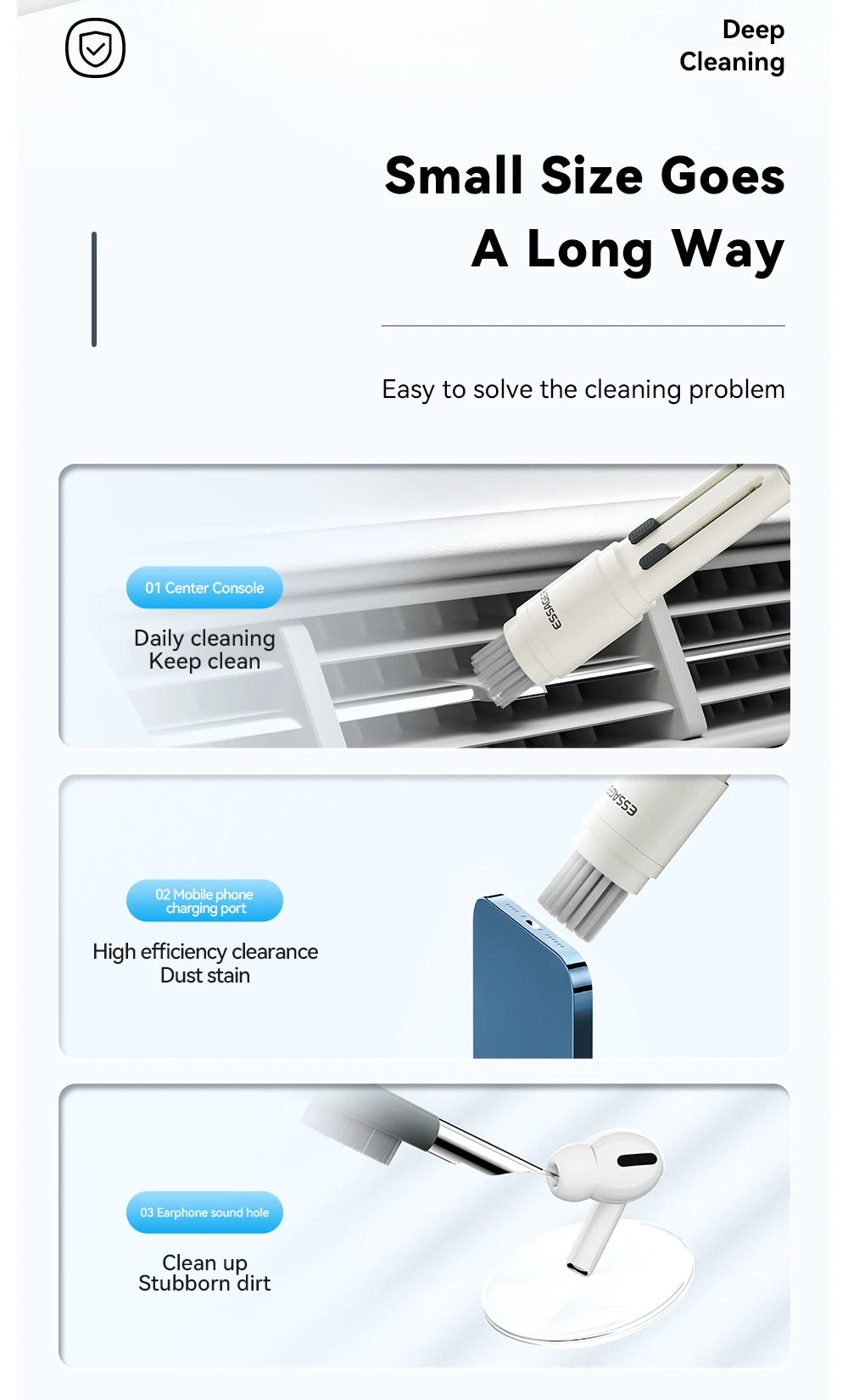 Essager 5 in 1 Cleaning Kit  For Computer Keyboard Cleaner Brush Earphones Cleaning Pen For AirPods Pro 3 iPhone Cleaning Tools